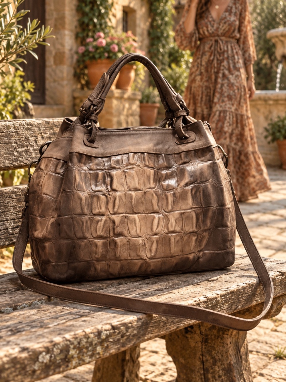 NWT Civico 93 Italian Leather Croc Bag